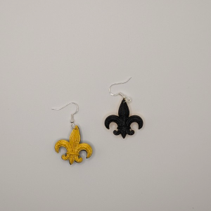 Black and Gold Fleur De Lis Earrings