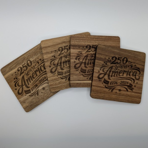 America 250th Coaster - Acacia Wood