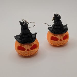 Pumpkin with Back Hat Earrings