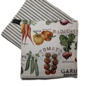 Garden Vegetables with Black and White Stripe Back