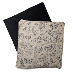 Black and White Floral on Cream Black Back