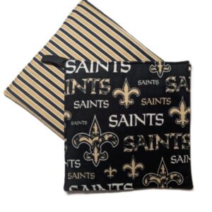 Saints Fleur De Lis Black and Gold Stripe Back