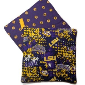 LSU Tigers Dark Purple Purple and Gold Paws Back