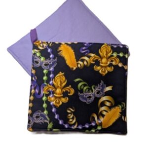Mardi Gras Fleur de Lis and Beads Purple Back