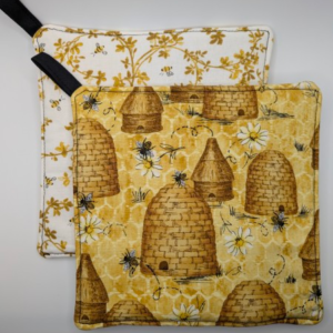 Bee Honey House - Gold Vine on White Back