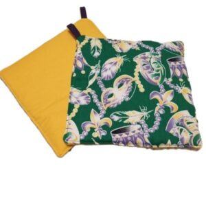 Mardi Gras Mask Crown and Beads Green Yellow and Purple