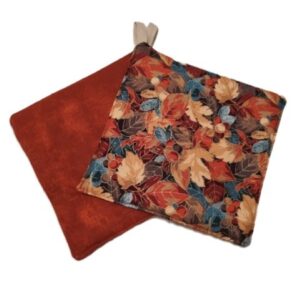 Fall Leaves in Gold Blue Rust and Brown with Rust Back
