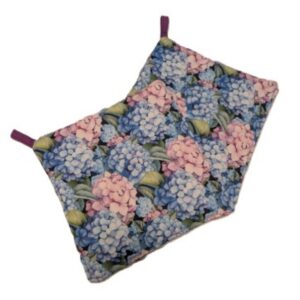 Blue and Pink Hydrangea Print on Black