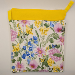 Pink, Yellow and Blue Spring Flowers on White Background