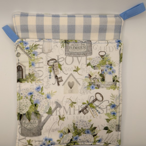 Blue Hydrangea and Watering Can on White Background