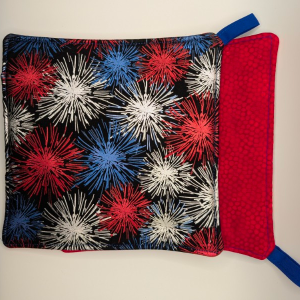 Red Silver and Blue Fireworks Potholder