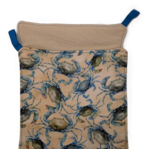 Blue Crab on Sand Background Pot Holder