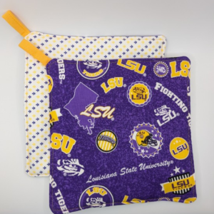 LSU Purple and Gold with Football Helmet and Logos