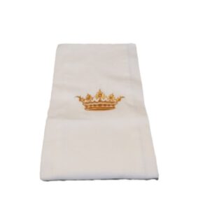 Kitchen or Bathroom Towel With Golden Crown Embroidery