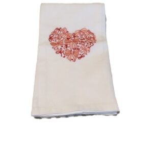 Valentines Day Kitchen or Bathroom Towel Bow Embroidery in Heart