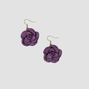 3D Rose Earrings in Lavender