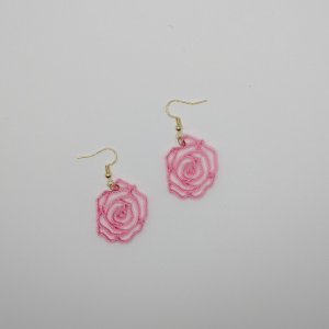 Abstract Rose Earrings in Pink